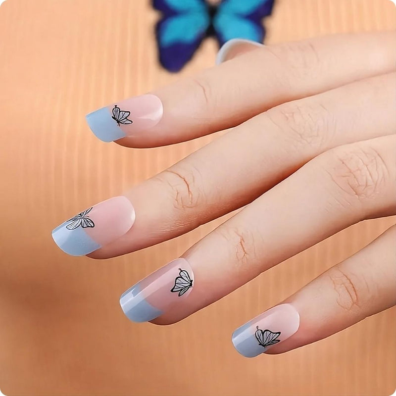 Folhas de Gel - Papillon Blue - Nooves Nails