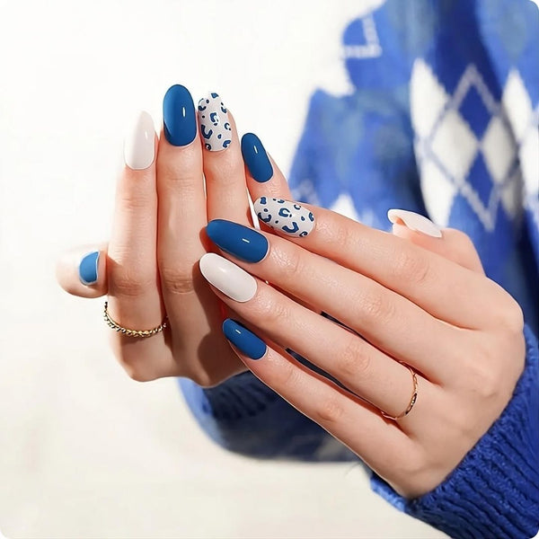 Gel Nail - Blue Leopard - Nooves Nails