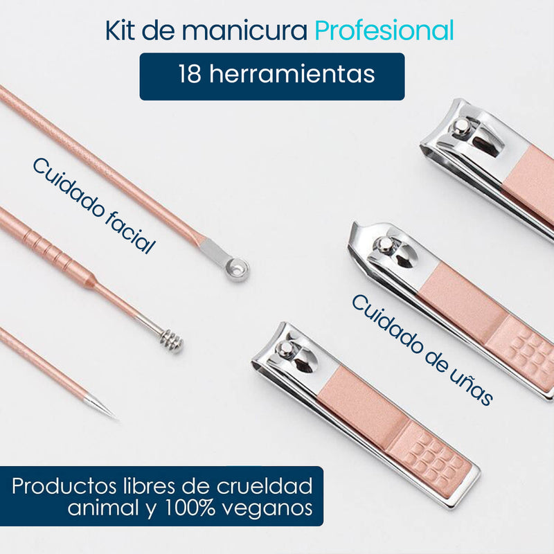 Kit de Manicura Profesional de 18 Piezas