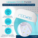 Pack Nooves Nails Nude Designs Folha de gel premium pré-curada + lâmpada de unhas UV/LED PORTÁTIL de 8 W - lâmpada de secagem de unhas de 8 W