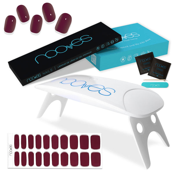 Pack Lámina de uñas de gel Premium precurado Nooves Nails Colores Sólidos + Lámpara uñas UV/LED PORTÁTIL 8w