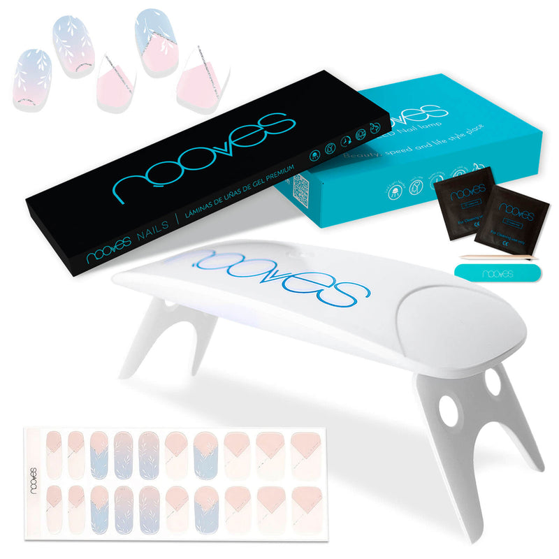 Pack Lámina de uñas de gel Diseños Francesas + Lámpara uñas UV/LED PORTÁTIL 8w