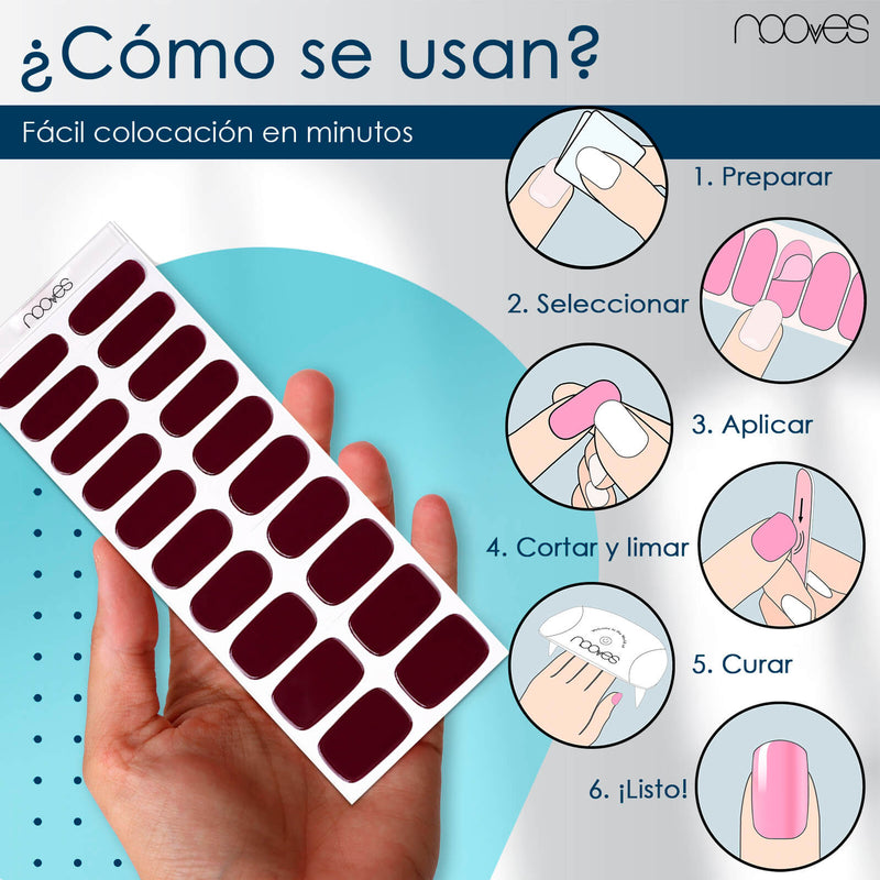 Folhas de Gel - Red Wine - Nooves Nails 