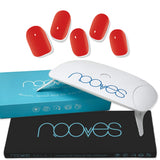 Pack Nooves Nails Red Designs Folha de gel premium pré-curada + lâmpada de unhas UV/LED PORTÁTIL de 8W - lâmpada de secagem de unhas de 8W